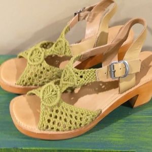 Latigo Ikat Macrame Leather Heel Sandals 8.5